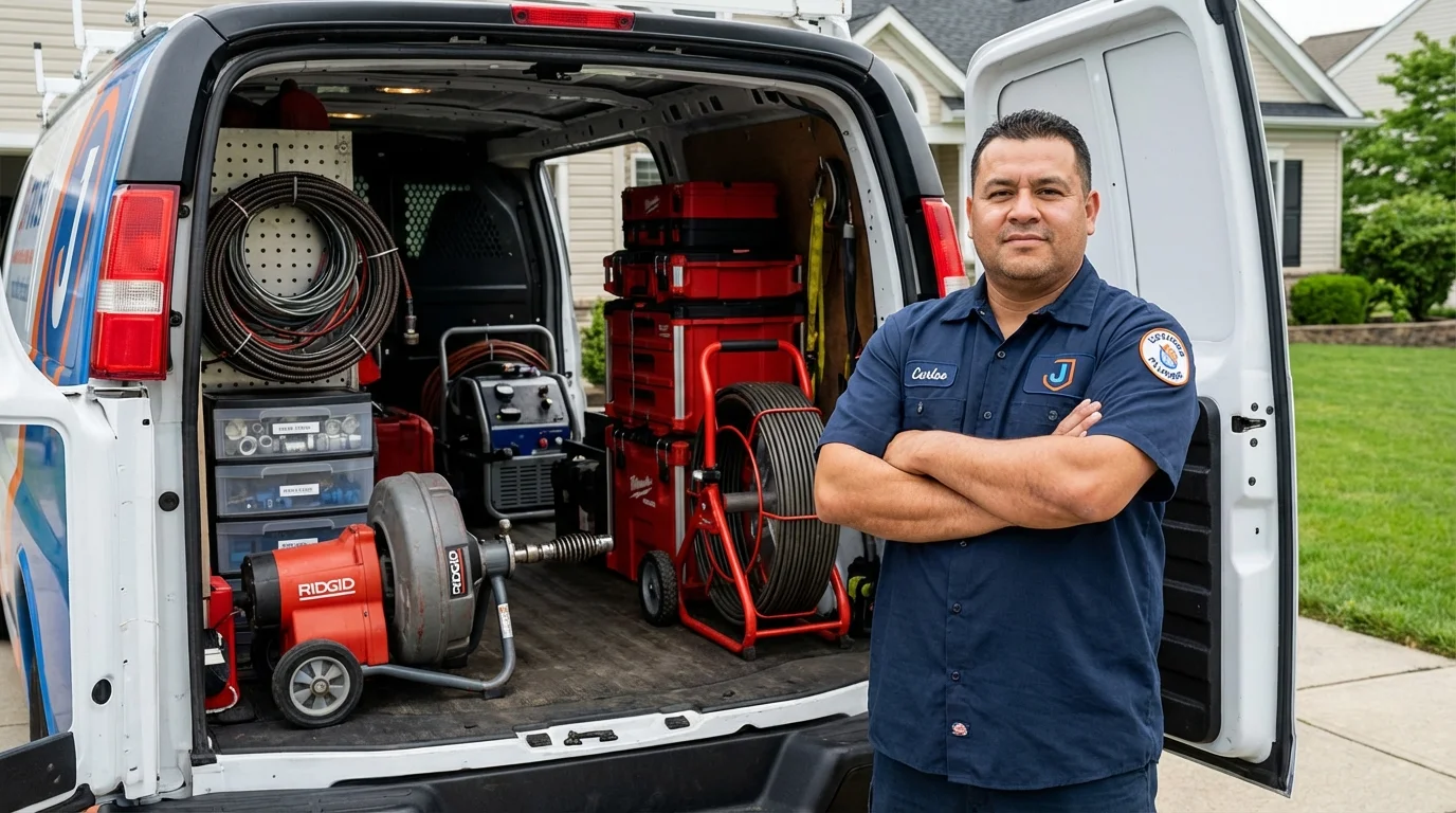 Professional drain cleaning equipment and Johns Plumbing LLC plumber in Sunset Beach