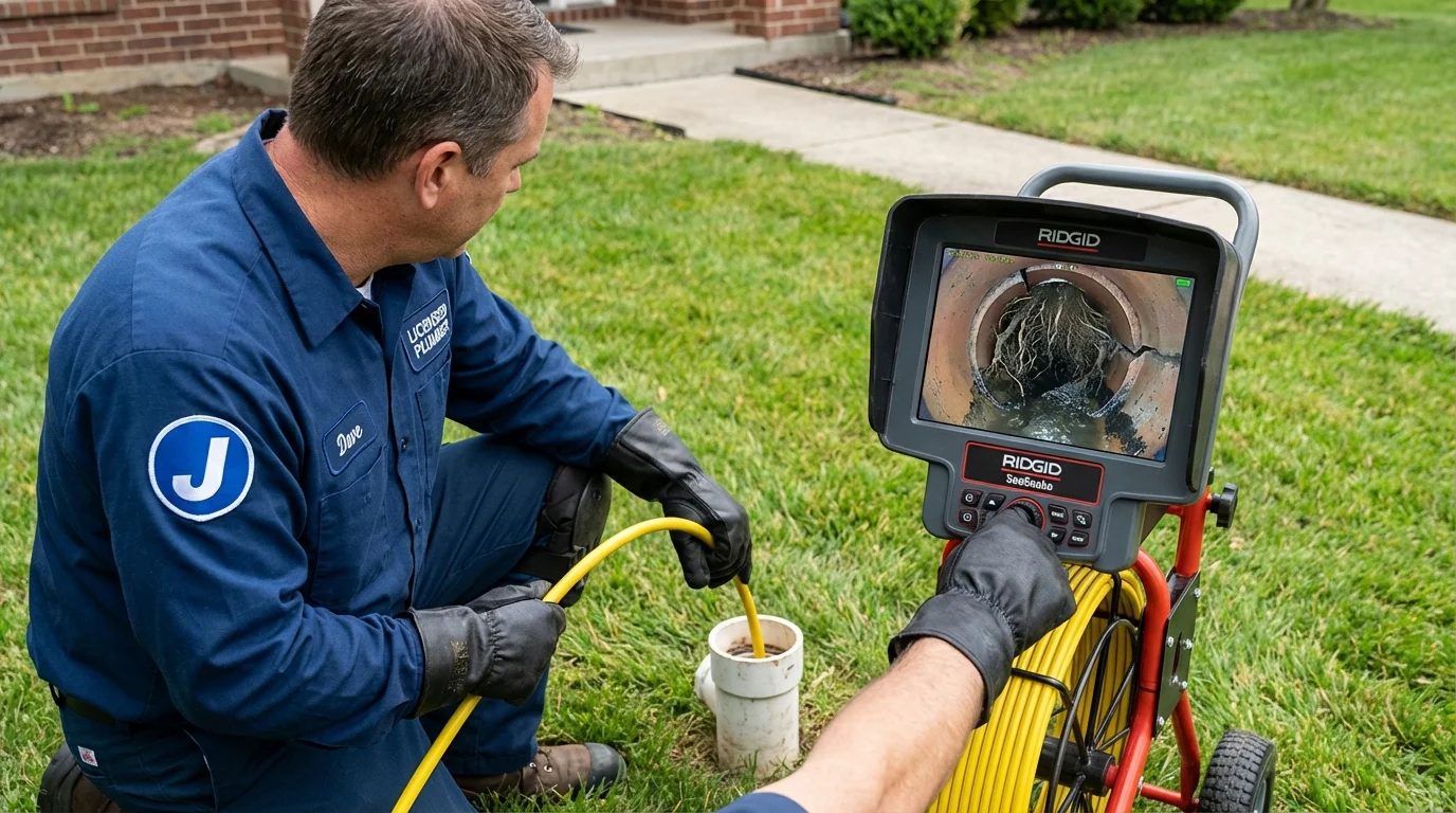Sewer camera inspection being performed by Johns Plumbing LLC in Sunset Beach