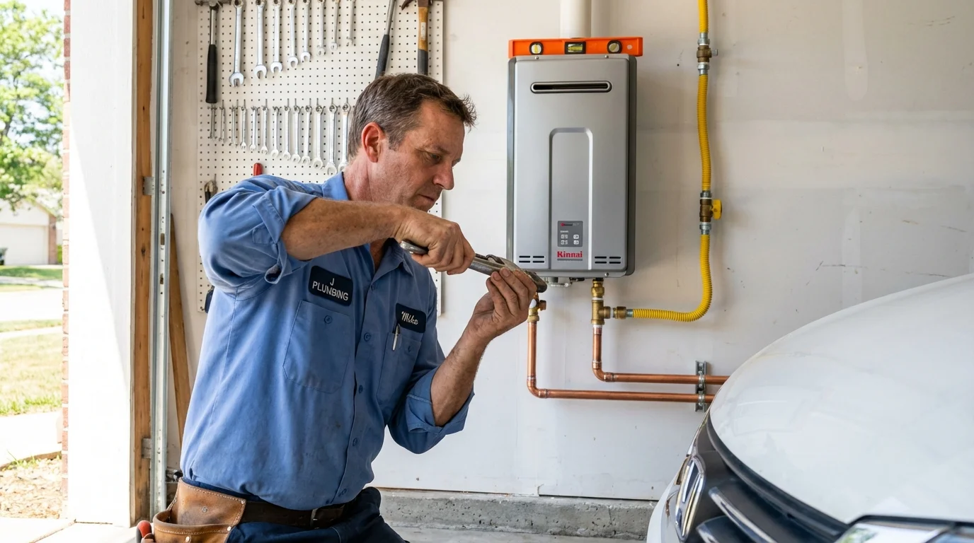 Tankless water heater installation by a Johns Plumbing LLC plumber in Sunset Beach