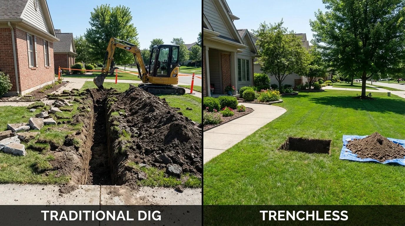 Trenchless sewer repair with minimal yard damage versus traditional excavation in Sunset Beach, NC